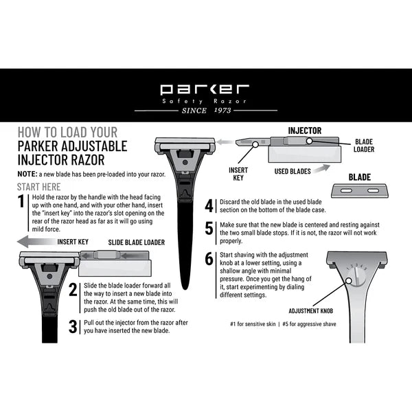 Adjustable Injector Safety Razor – Single Edge Razor with Customizable Shave Dial & 20 Blades Included