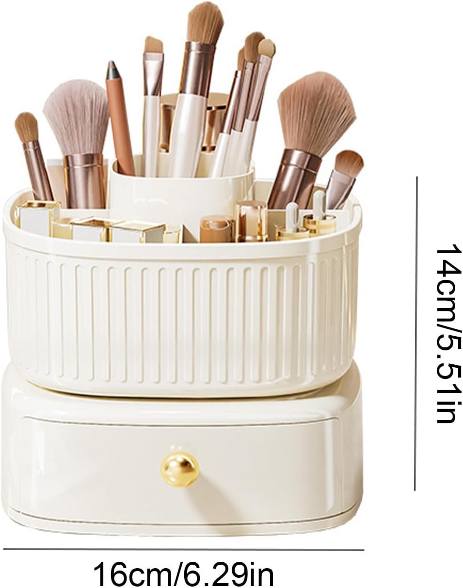 360° Rotate Makeup Brush Holder with Drawer