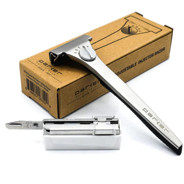 Adjustable Injector Safety Razor – Single Edge Razor with Customizable Shave Dial & 20 Blades Included