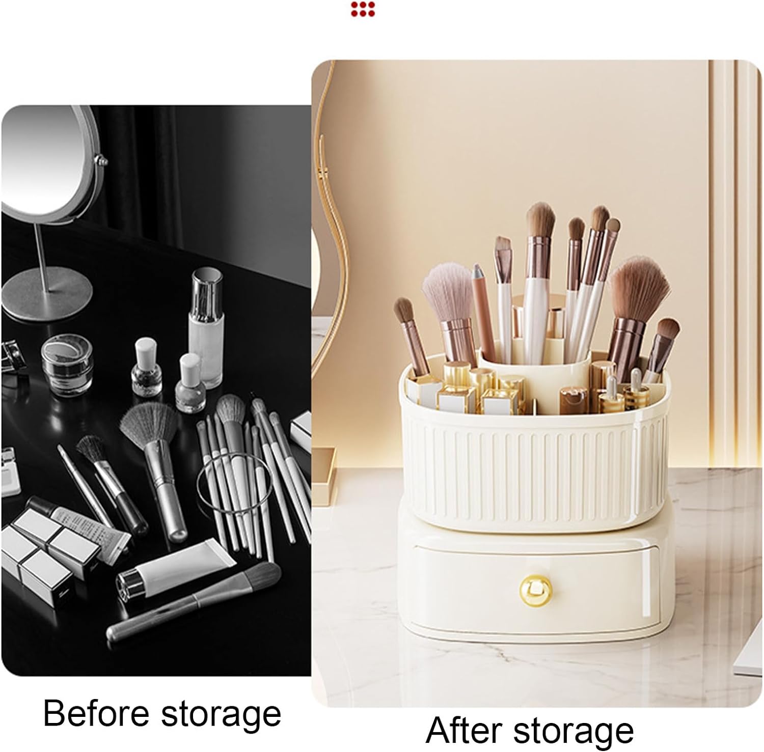360° Rotate Makeup Brush Holder with Drawer